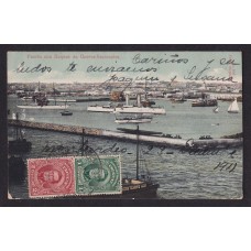 URUGUAY MONTEVIDEO BUQUES DE GUERRA ANTIGUA TARJETA POSTAL